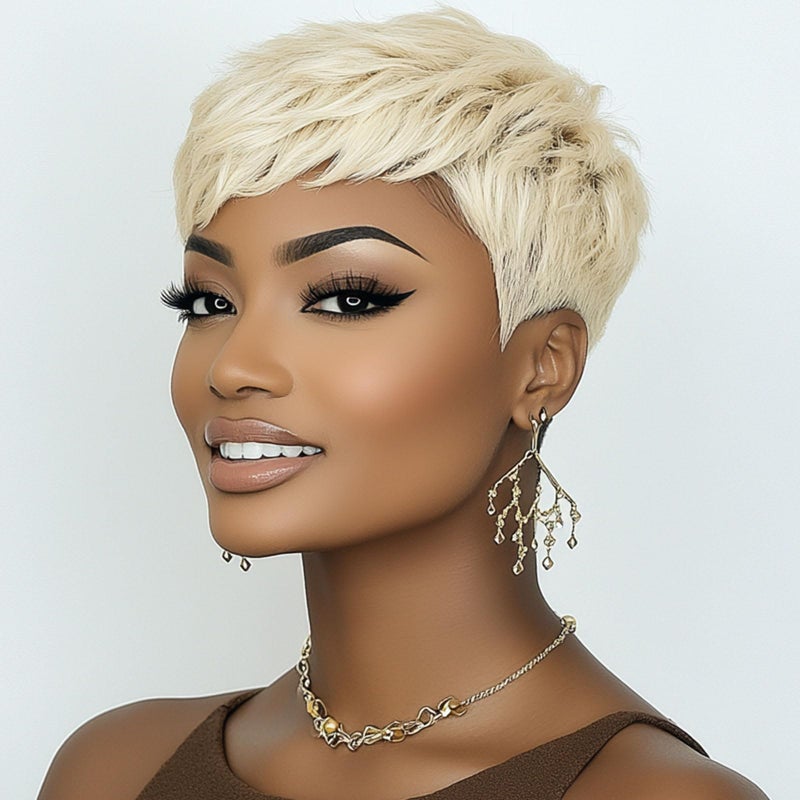 Short Blonde Wigs for Black Women Pixie Cut Wig 613 Blonde Short Cut Wig Layered Pixie Cuts Hair Wigs Blonde Pixie Hairstyles for Black Women